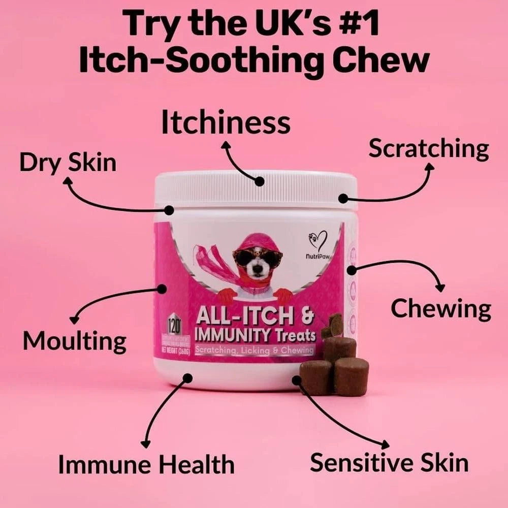 NutriPaw All Itch Immunity Dog Treats Skin Paw Ear & Eye Support 120 Chews UK