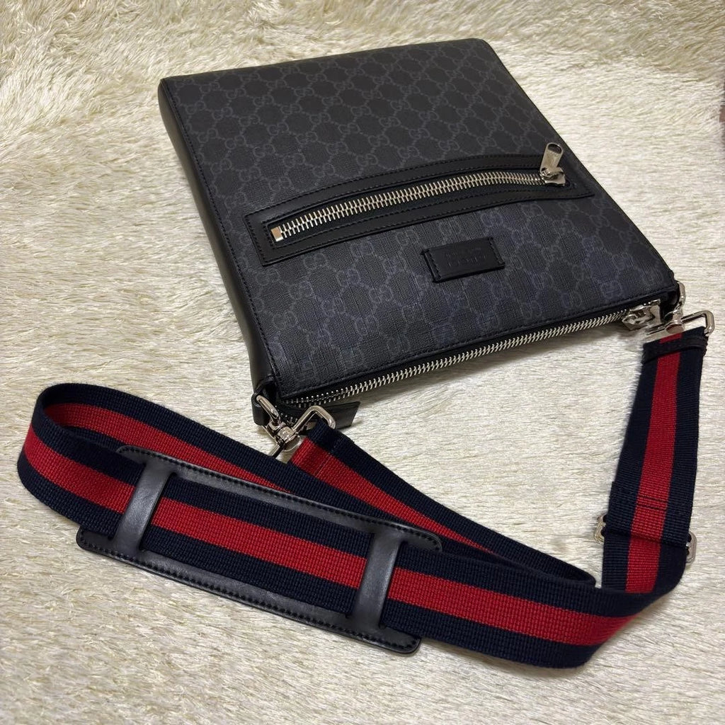 Gucci GG Supreme Sherry Line Shoulder Bag Black | Authentic Men's Bag