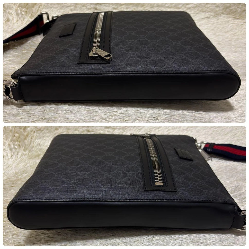 Gucci GG Supreme Sherry Line Shoulder Bag Black | Authentic Men's Bag