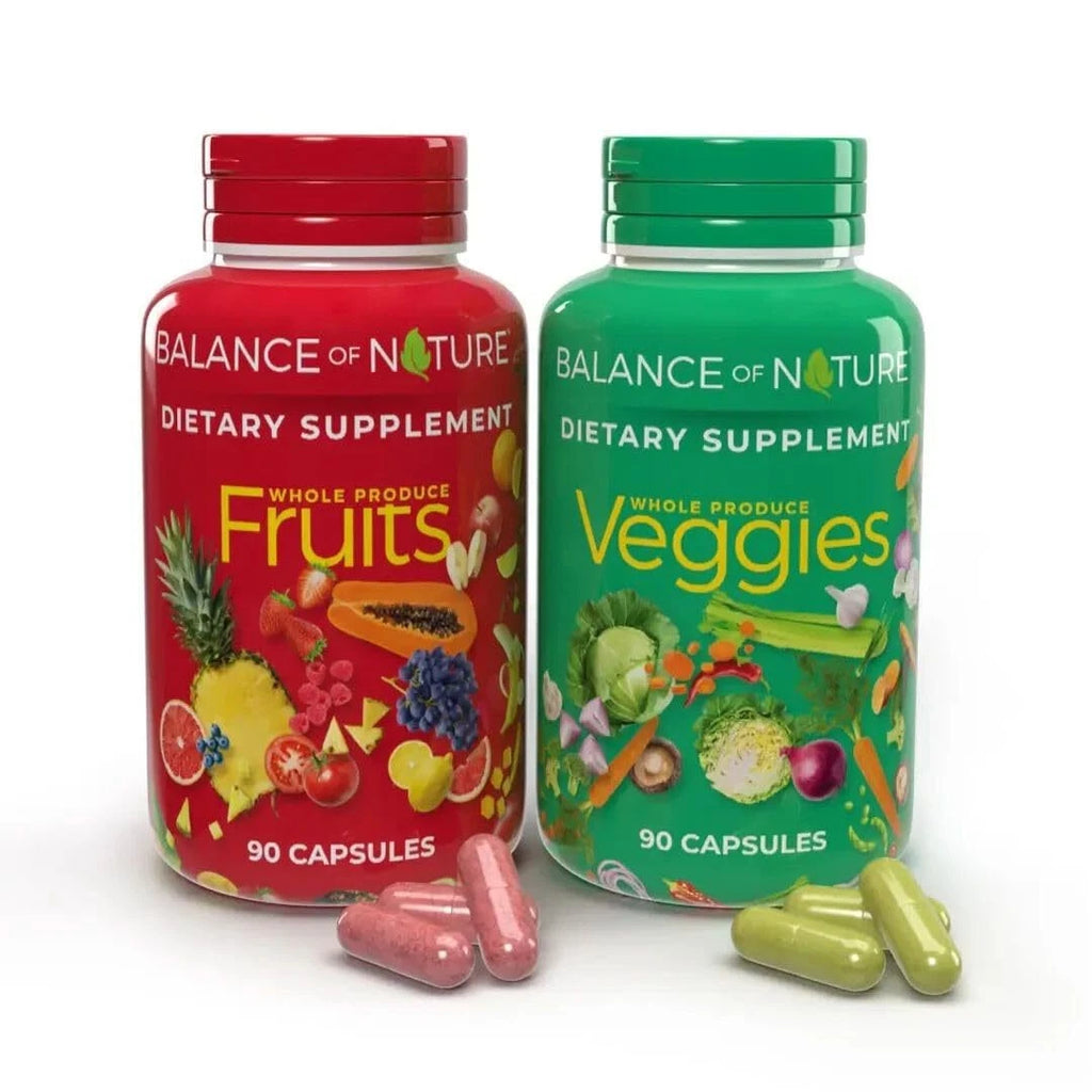 Balance of Nature Fruits & Veggies Supplements 180 Capsules | 90 Fruit & 90 Veggie Capsules Whole Food Formula